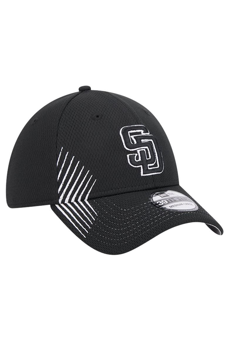 Men's New Era Black San Diego Padres Active Dash Mark 39THIRTY Flex Hat, Alternate, color, Black