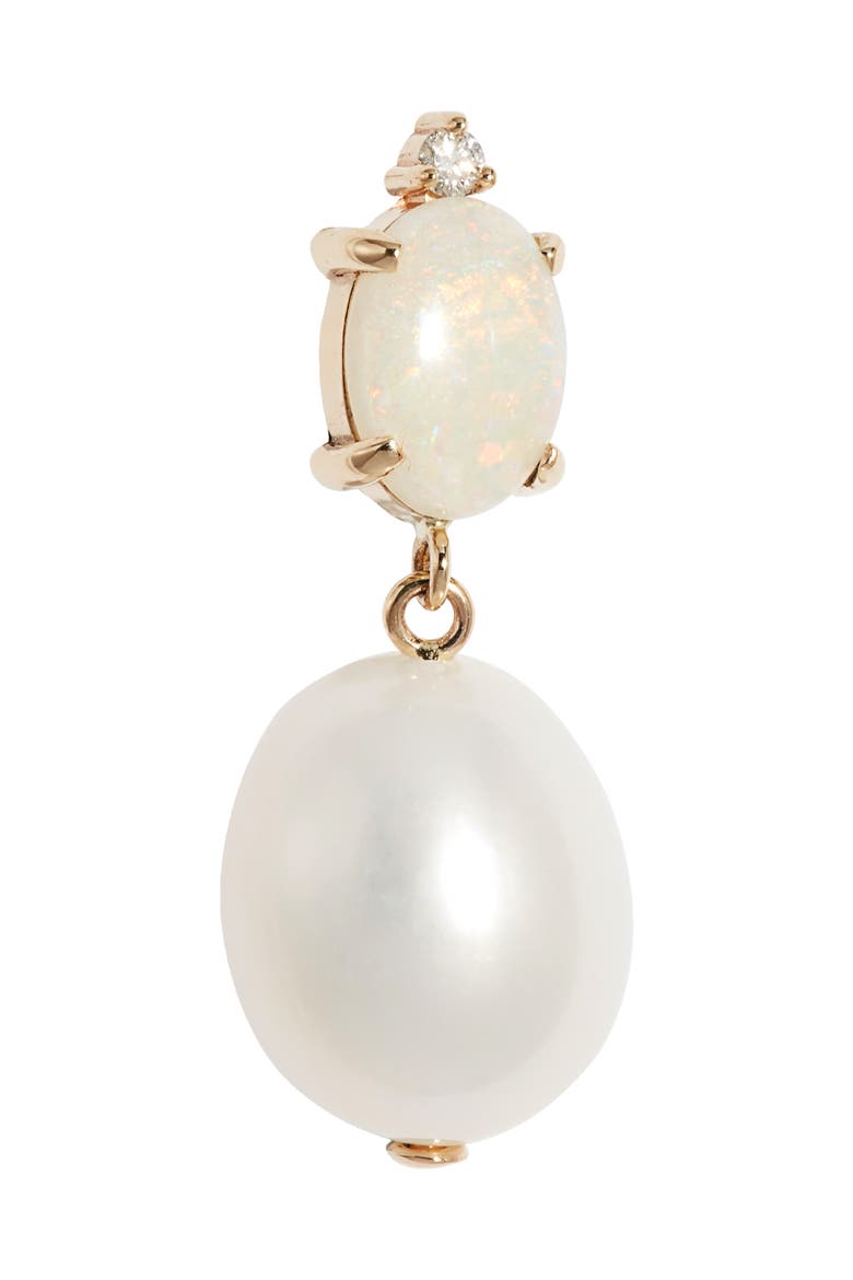 Diamond Cultured Pearl & Opal Drop Earrings, Alternate, color, GOLD