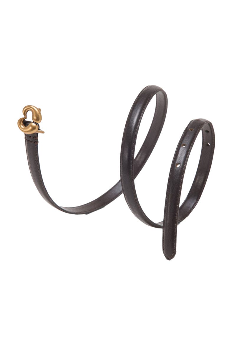 Slim leather belt, Alternate, color, Dark brown