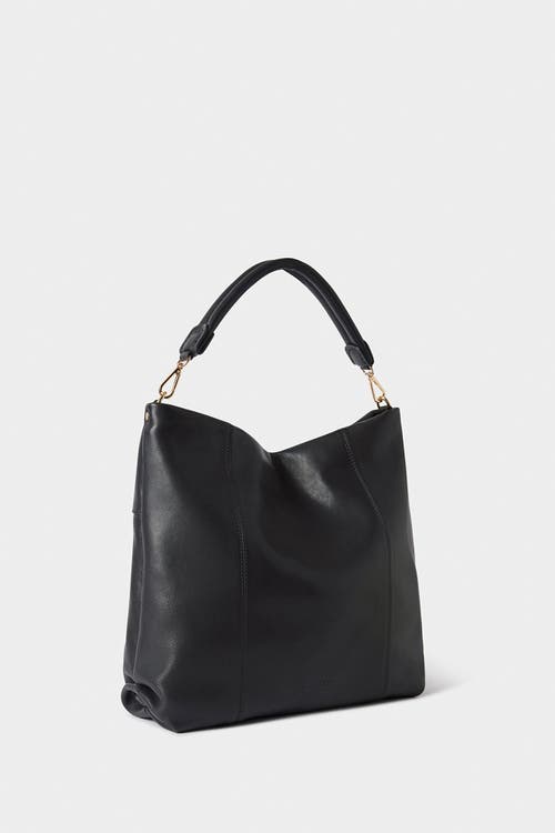 Osprey London The Carina Large Leather Hobo Bag In Black