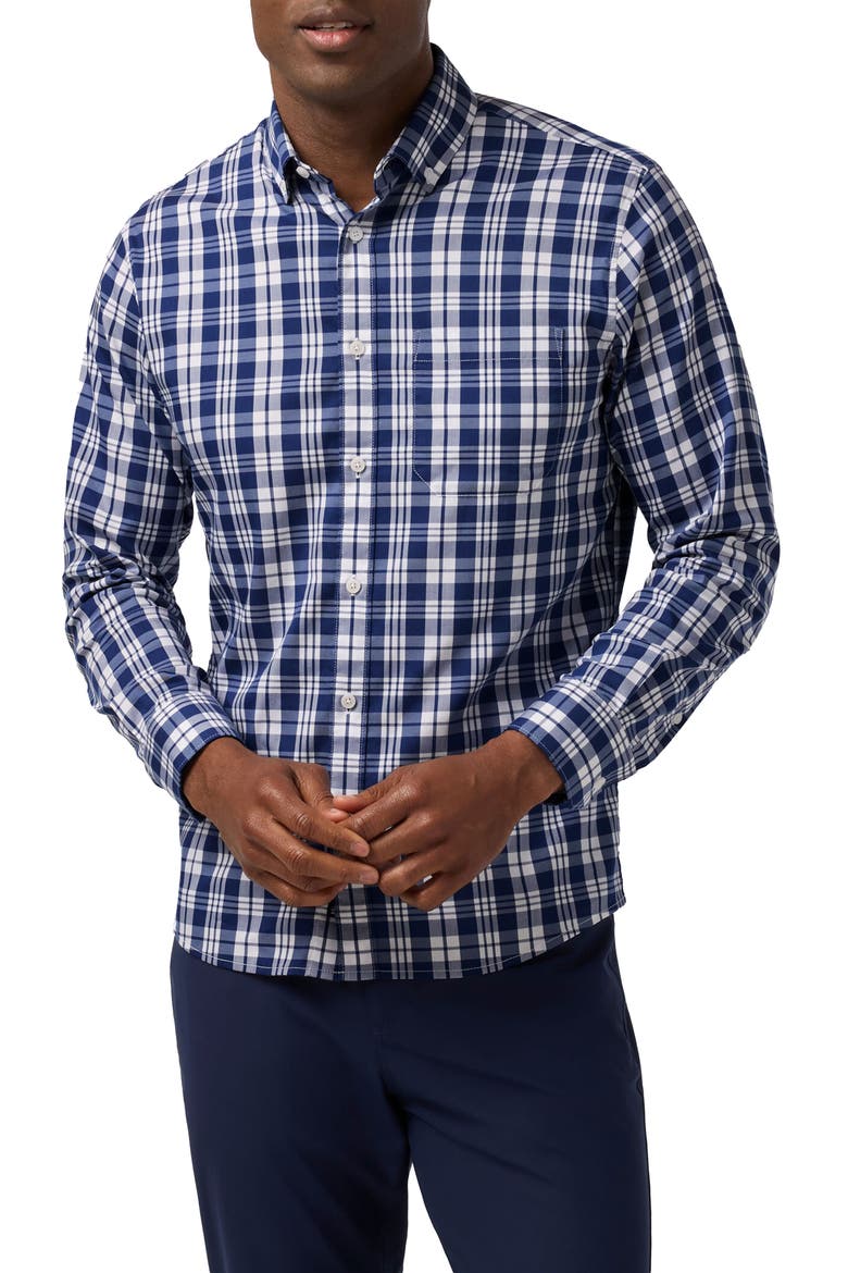 Kennedy Trim Fit Button-Down Shirt, Main, color, MIDNIGHT NAVY BECKETT PLAID