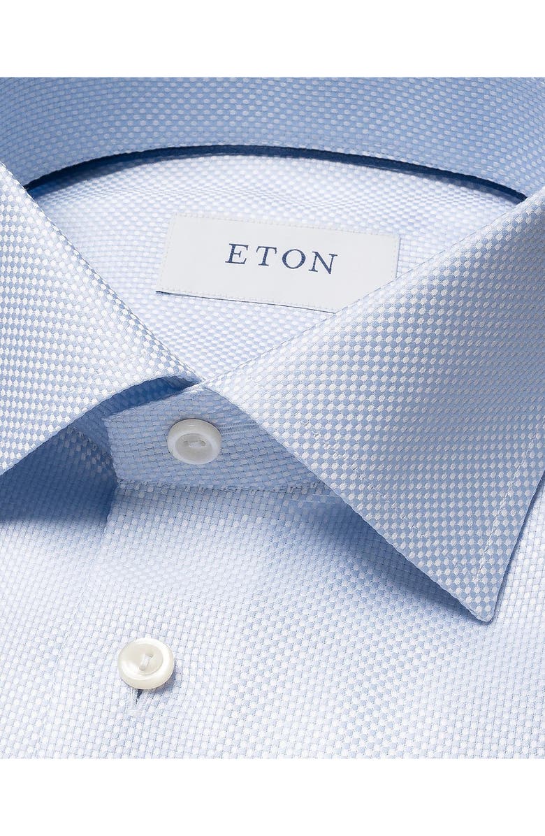 Eton Contemporary Fit Textured Blue Dress Shirt, Alternate, color, Blue