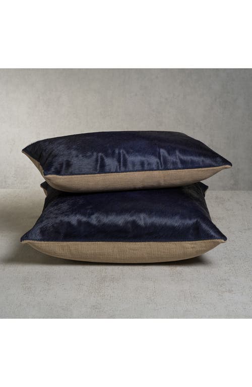 Zodax Rutbeek Genuine Calf Hair Throw Pillow In Blue