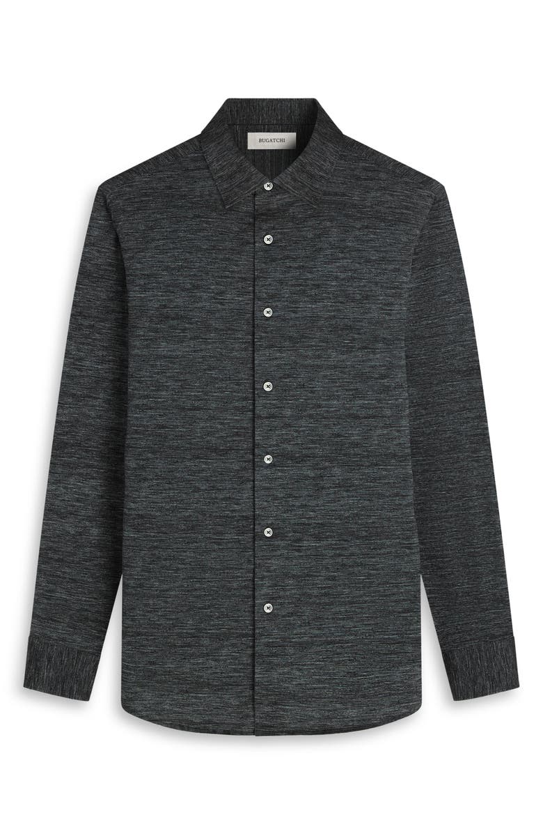 Bugatchi James OoohCotton<sup>®</sup> Space Dye Button-Up Shirt, Alternate, color, Black