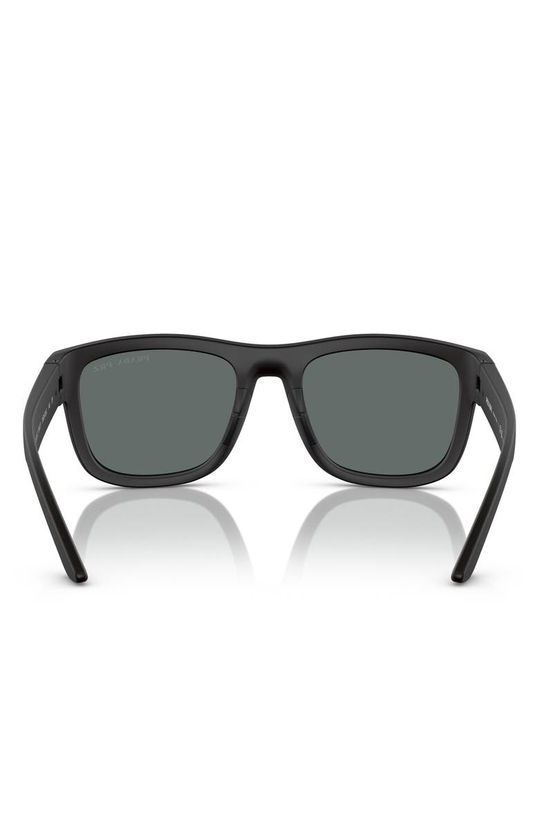 Prada 53mm Polarized Pillow Sunglasses, Alternate, color, Rubber Black