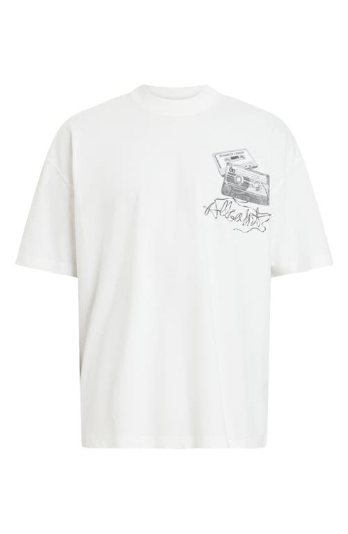 Allsaints Oversized Reel Logo Graphic Tee In White