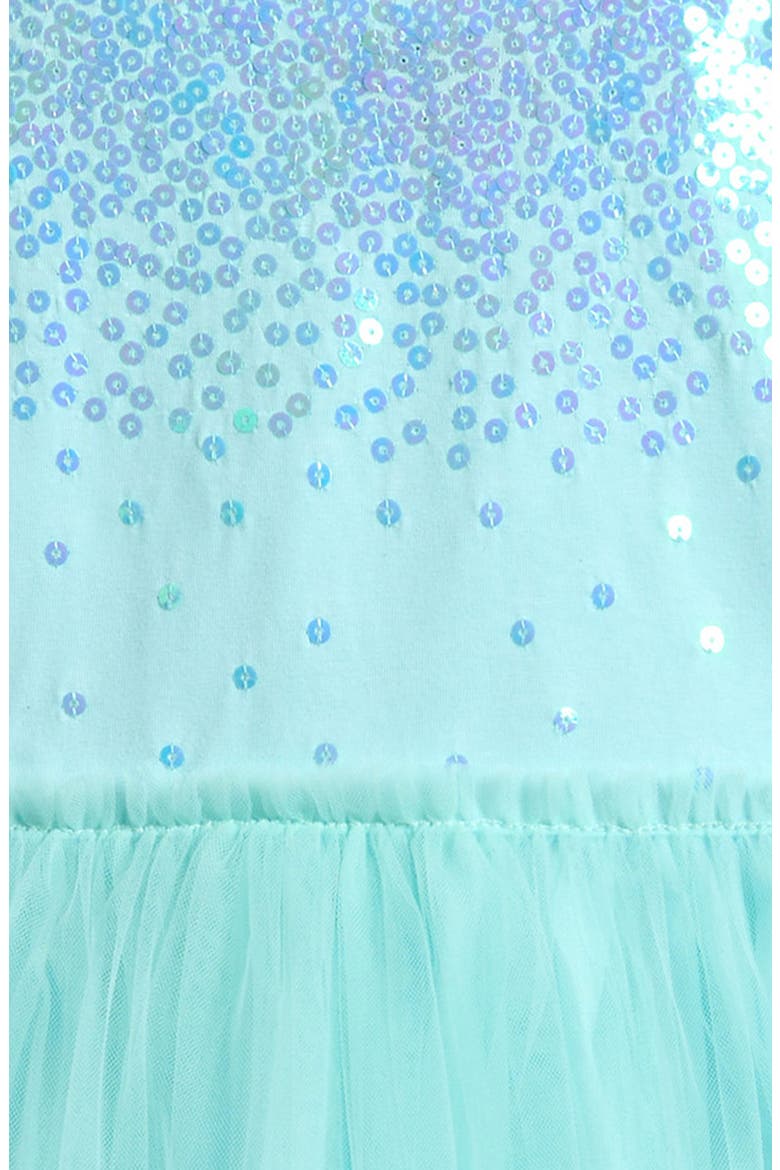 Kids' Sequin Tiered Jersey & Tulle Party Dress, Alternate, color, MINT
