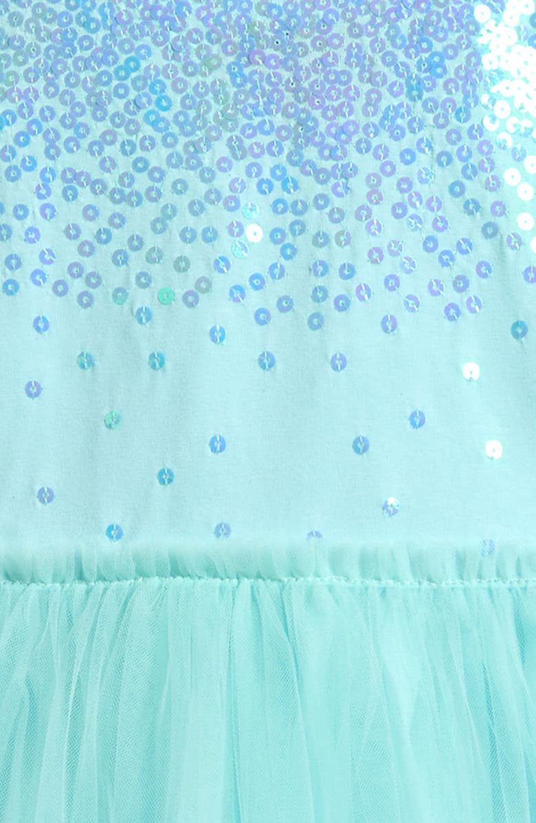 Ava & Yelly Kids' Sequin Tiered Jersey & Tulle Party Dress, Alternate, color, Mint