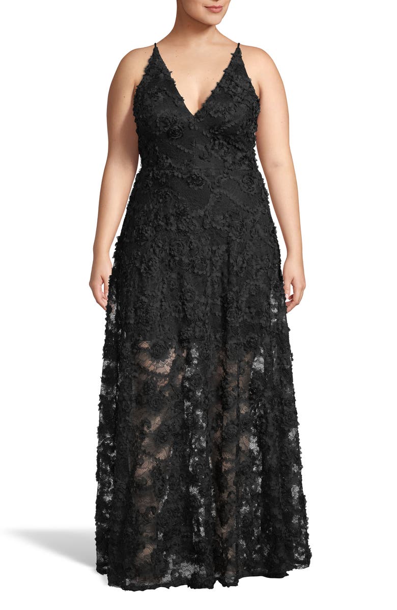 Xscape Evenings Xscape 3D Lace A-Line Gown, Main, color,
