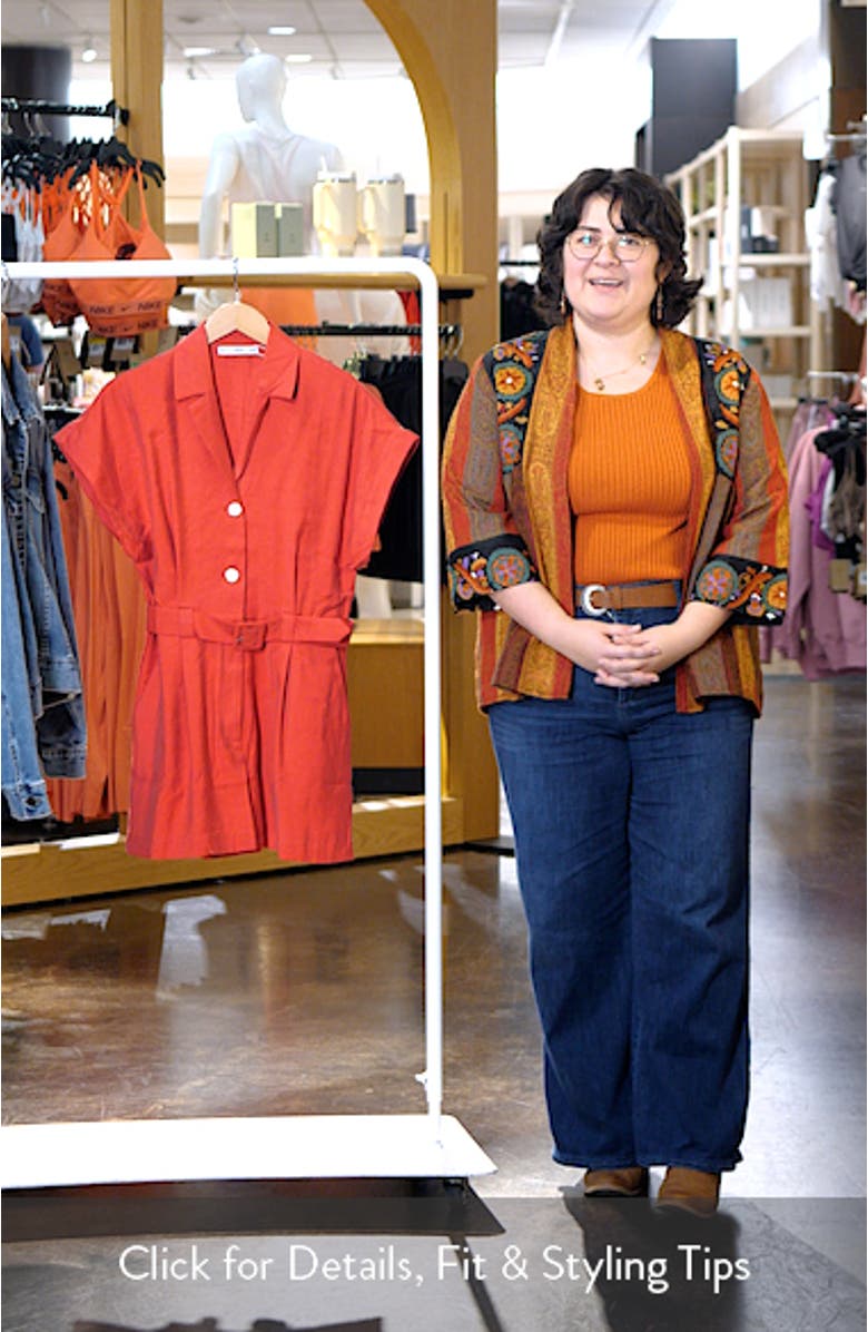 Notched Collar Short Sleeve Belted Romper, sales video thumbnail