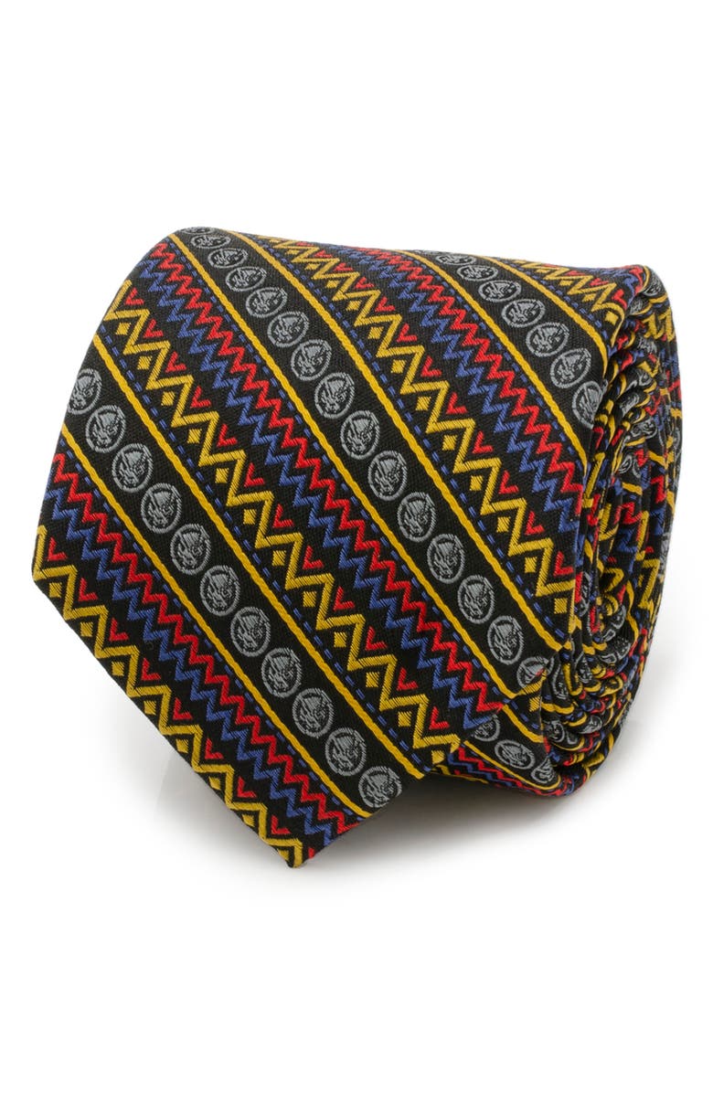 Cufflinks, Inc. Black Panther Stripe Silk Blend Tie, Alternate, color, Black