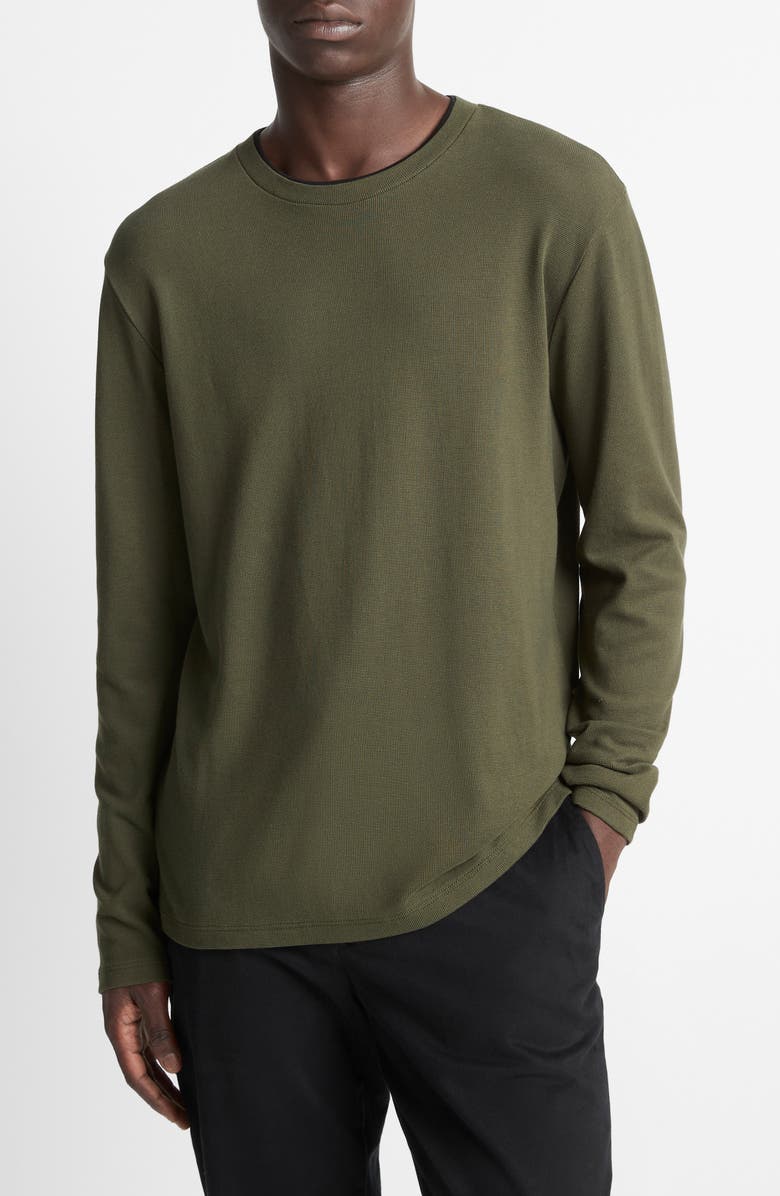 Double Collar Waffle Knit Pima Cotton T-Shirt