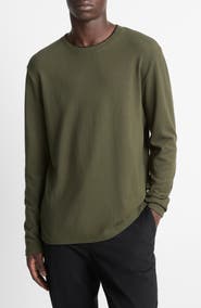 Vince Double Collar Waffle Knit Pima Cotton T-Shirt