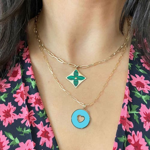 The Lovery Fine Jewelry Turquoise Donut Heart Charm In Blue