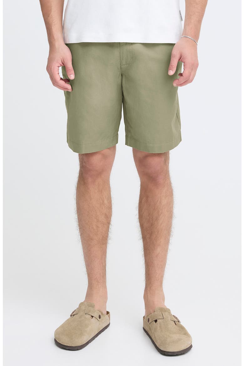 Flat Front Cotton & Linen Chino Shorts, Main, color, MERMAID