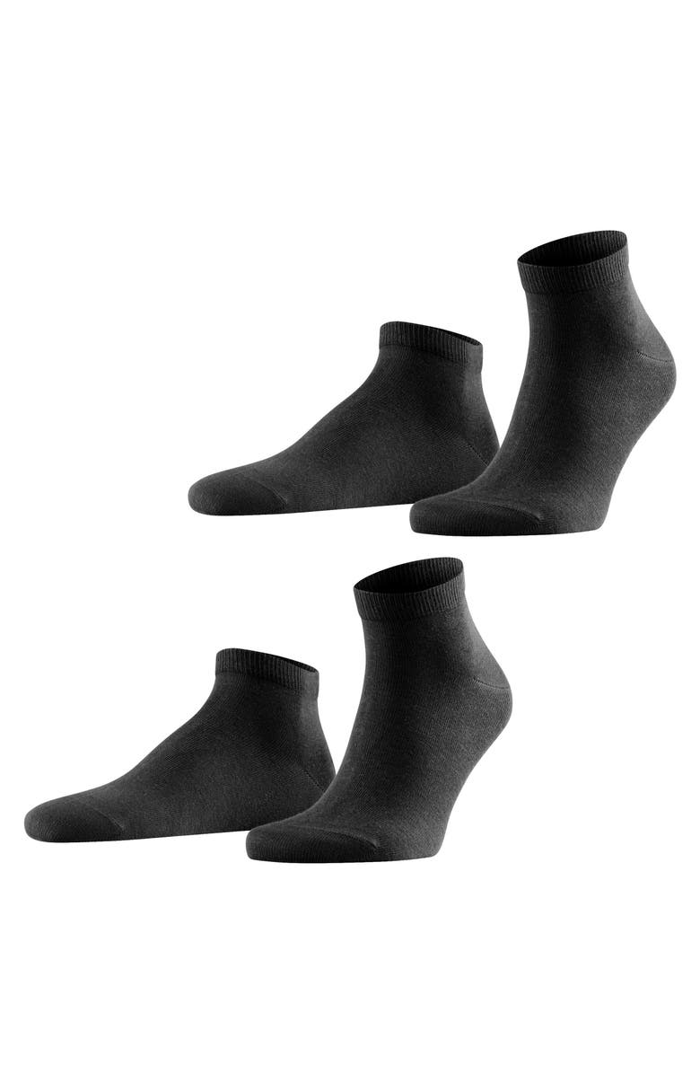 Falke Happy Cotton Sneaker Socks, Main, color, Black