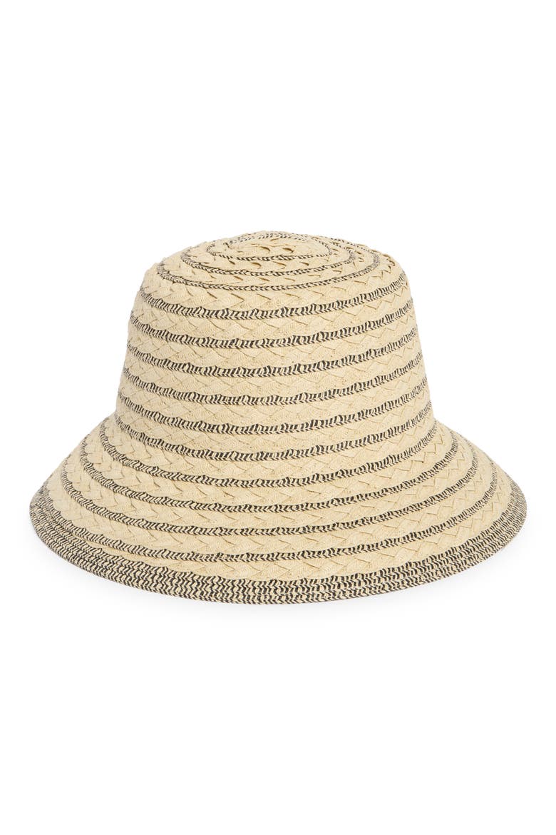Stripe Straw Bucket Hat, Alternate, color, NATURAL
