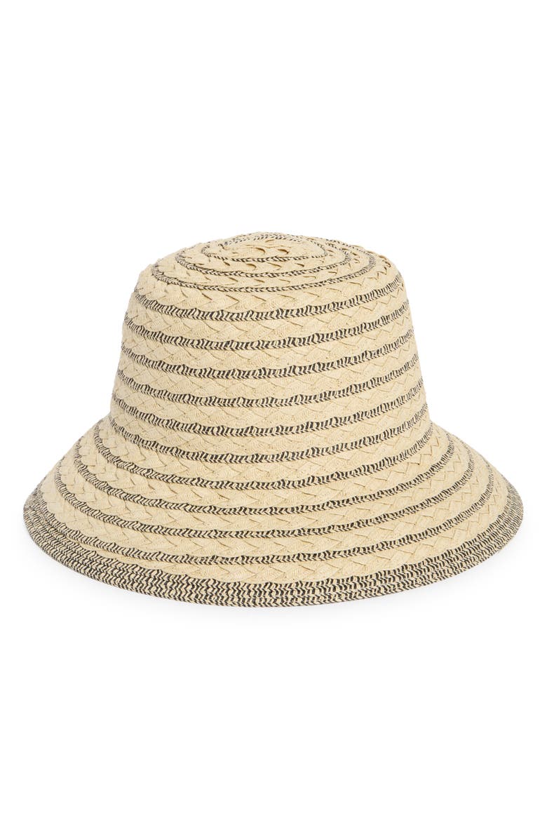 San Diego Hat Stripe Straw Bucket Hat, Alternate, color, Natural