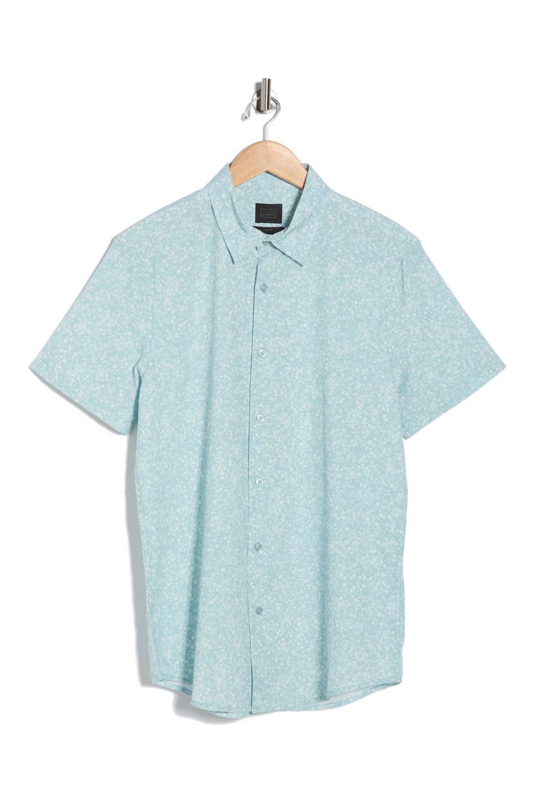 Sprigs Short Sleeve Performance Button-Up Shirt, Alternate, color, BLUE MINI SPRIGS