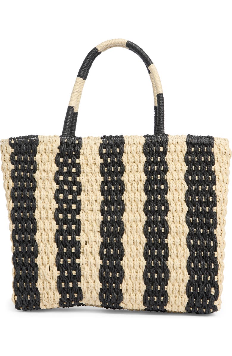 ALESSIA BIANCHI East/West Straw Tote Bag, Alternate, color, Natural/ Black
