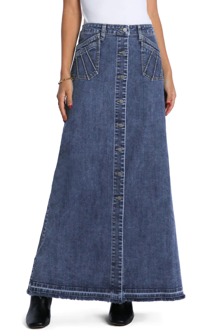 Royal Denim Maxi Skirt, Main, color, BARONESS BLUE