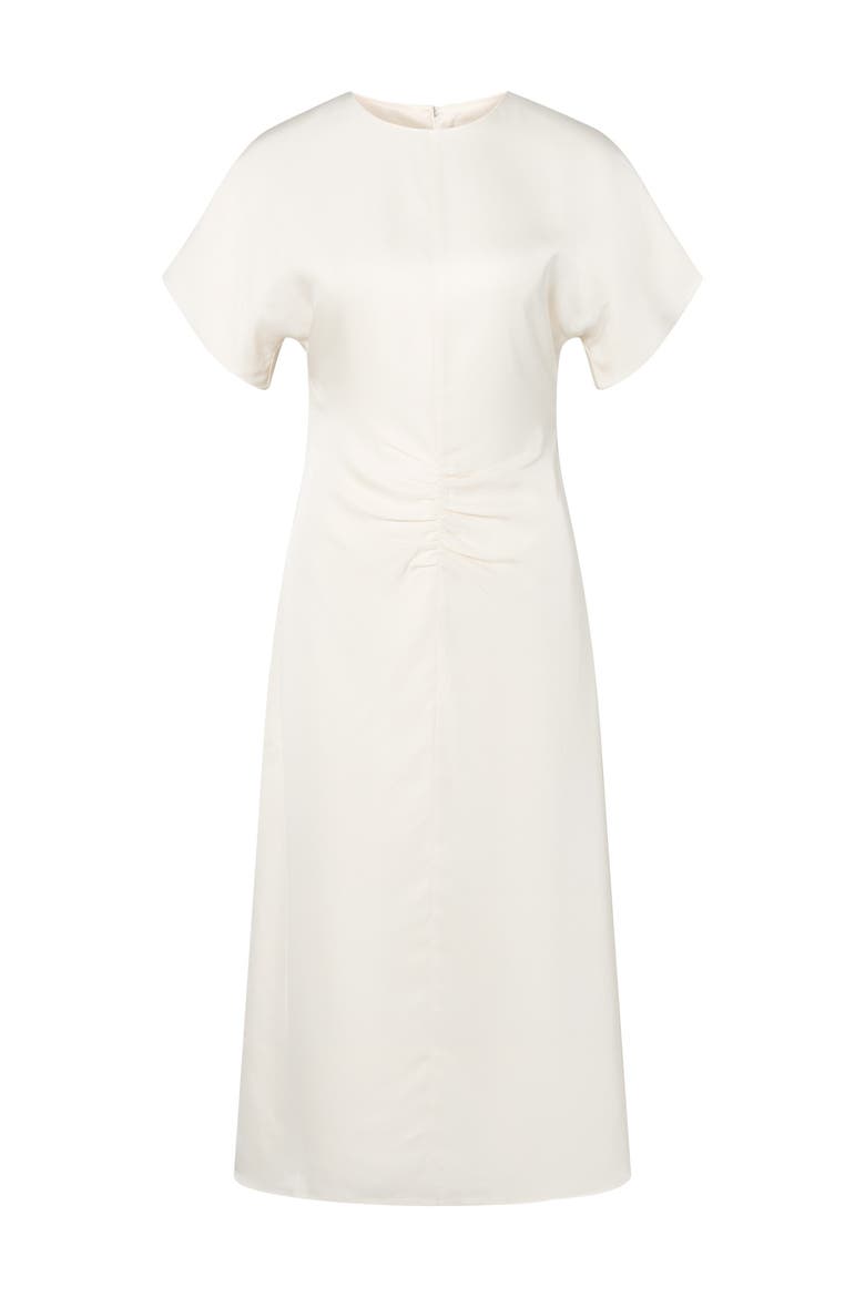 Linda Gathered Waist Midi Dress, Alternate, color, Vanilla