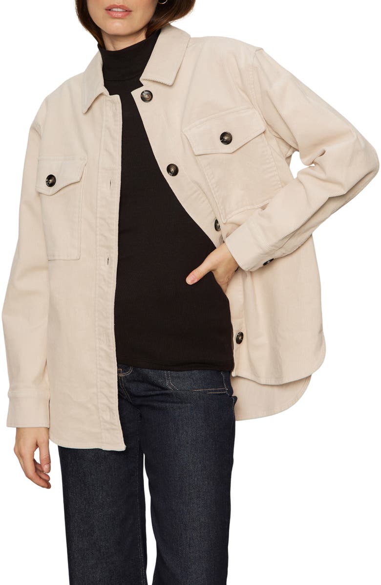 Sanctuary The Stretch Cotton Corduroy Shacket, Alternate, color, Mother Of Pearl