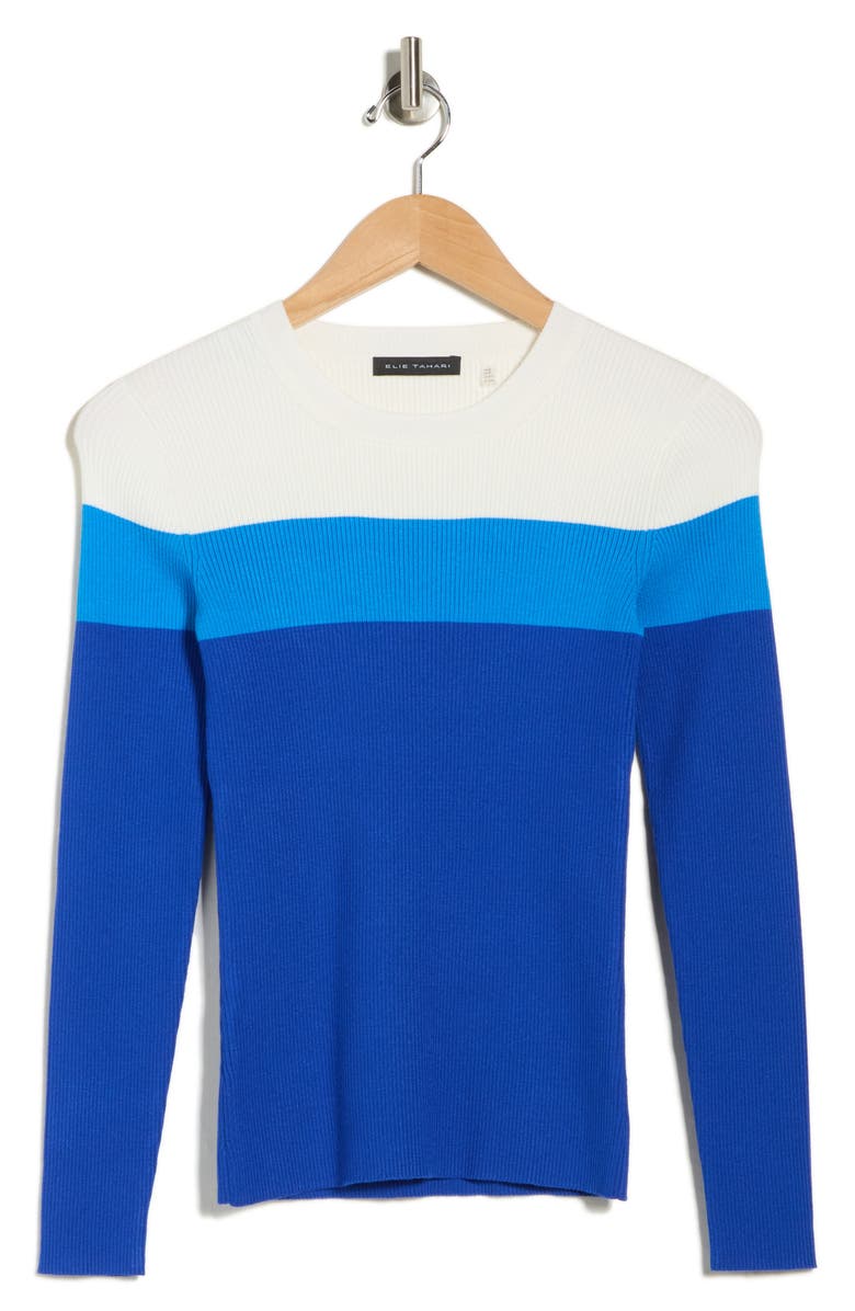 Elie Tahari The Sabine Top, Alternate, color, Indigo Sky Colorblock