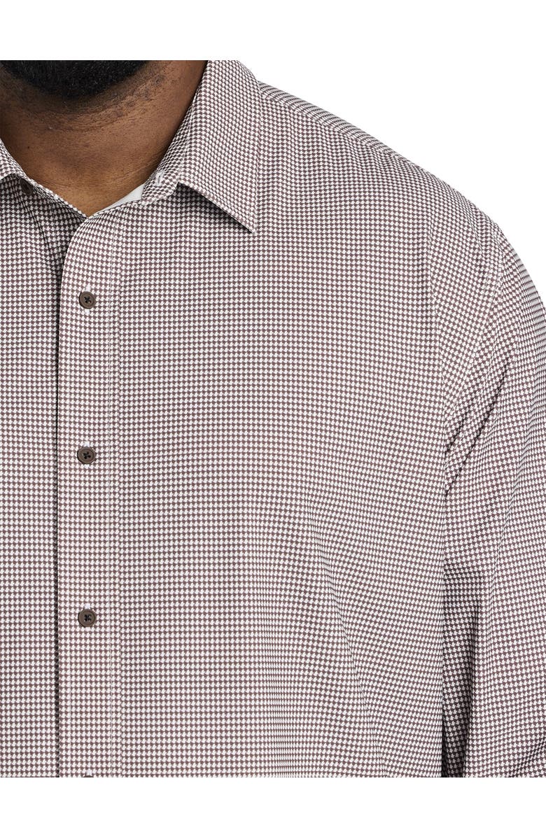 Society of One by DXL Big & Tall Houndstooth Performance Sport Shirt, Alternate, color, Brown