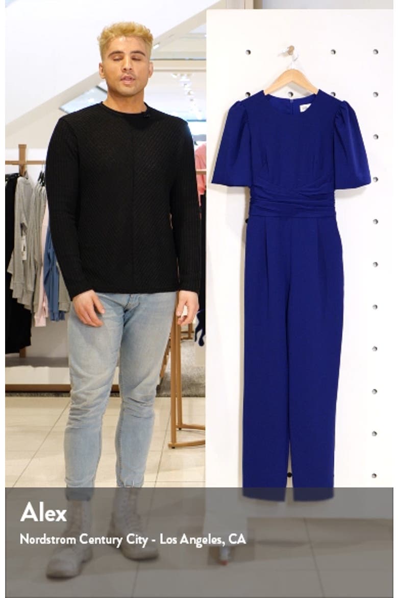 Waist Tie Balloon Sleeve Crepe Jumpsuit video