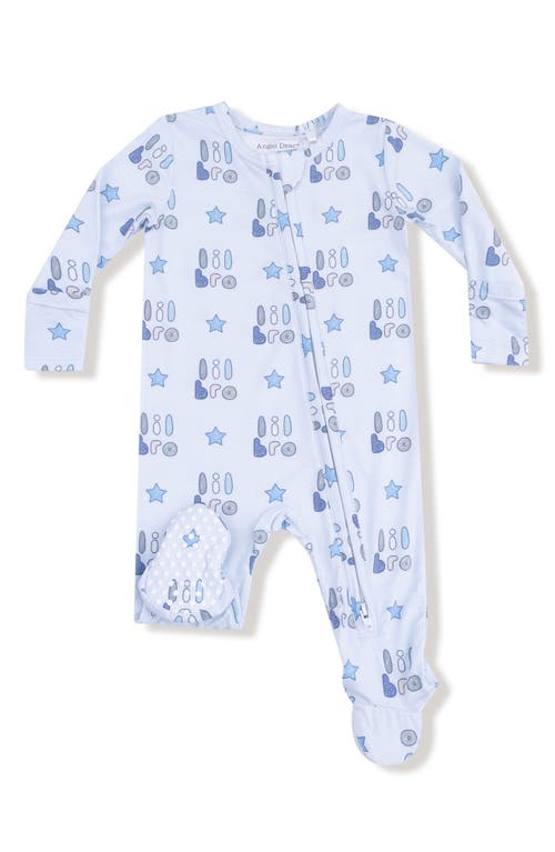Angel Dear L'il Bro Print Footie In Blue