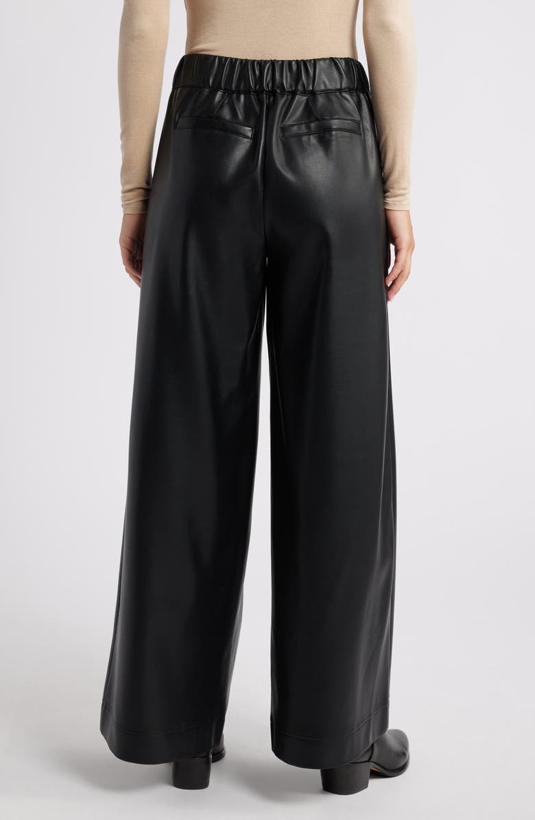 Wit & Wisdom Skyrise Faux Leather Palazzo Pants, Alternate, color, Black
