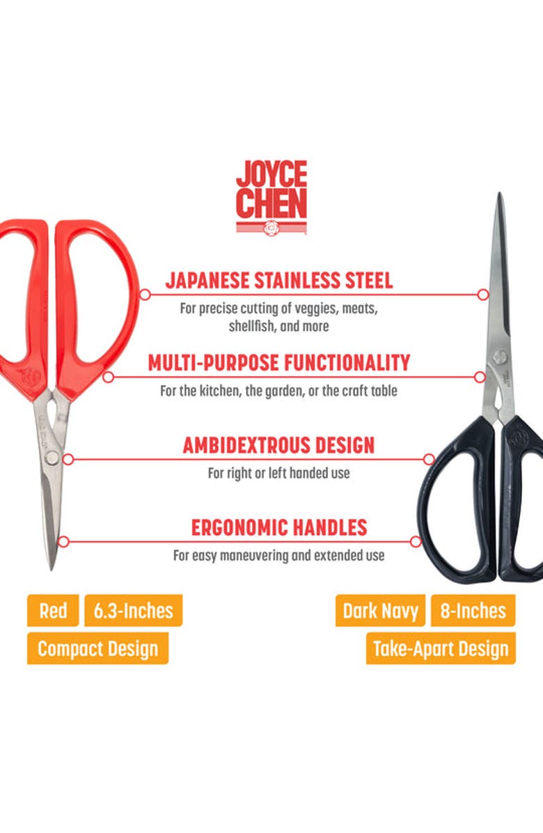 JOYCE CHEN 8" Deluxe and 6" Original Unlimited Scissors 2-Pack, Alternate, color, Dark Navy/Red