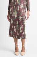 Vince Pleated Lilac Print Midi Skirt