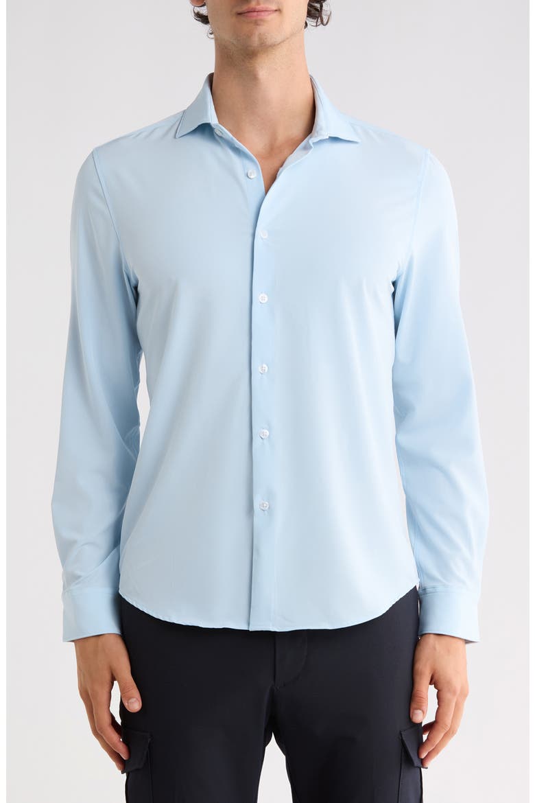 Tech Stretch Buton-Up Shirt, Main, color, BLUE
