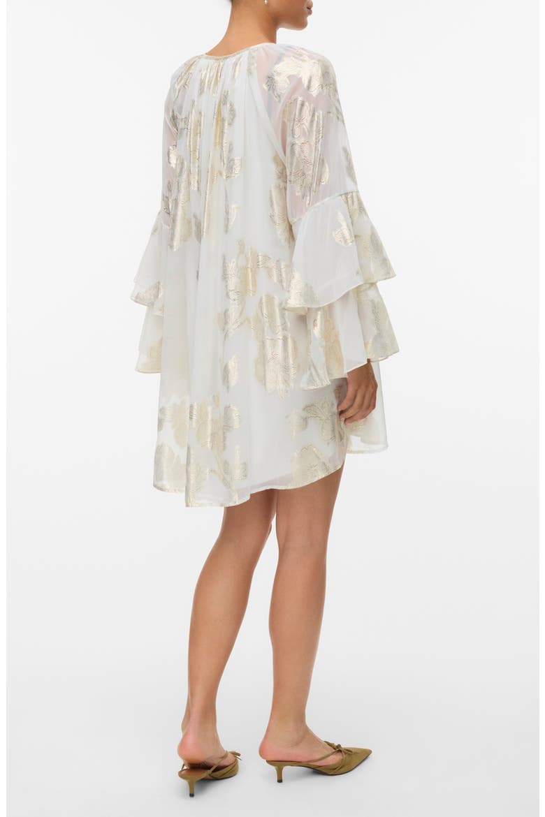 Chili Metallic Tiered Ruffle Minidress, Alternate, color, CLOUD DANCER DETAIL