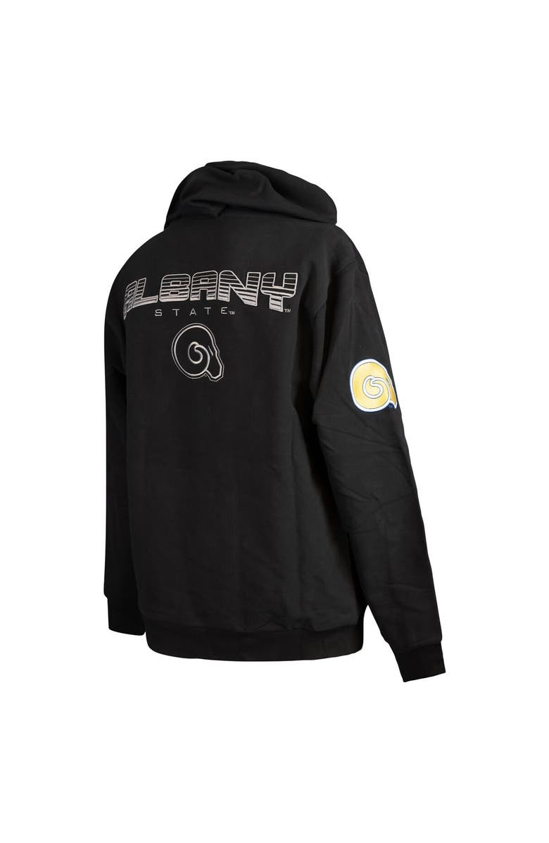 FISLL Men's FISLL Black Albany State Golden Rams Puff Print Sliced Pullover Hoodie, Alternate, color, Black