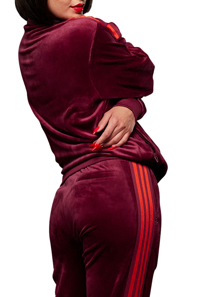 Velour Track Jacket, Alternate, color, CHERRY WOOD RED