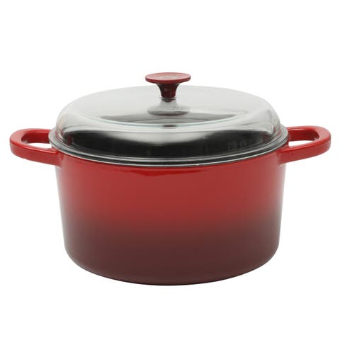 3 Quart Enameled Cast Iron Dutch Oven With Borosilicate Lid