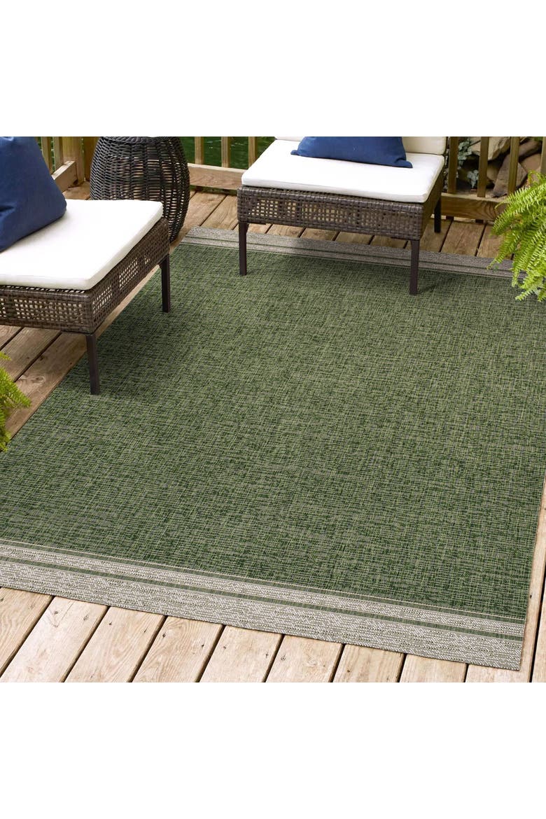 Alda Modern Minimalist Mingled Solid Indoor/Outdoor Area Rug, Alternate, color, Green/Cream