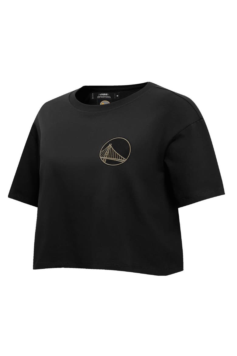 Women's Pro Standard Black Golden State Warriors Holiday Glam Boxy T-Shirt, Alternate, color, Black