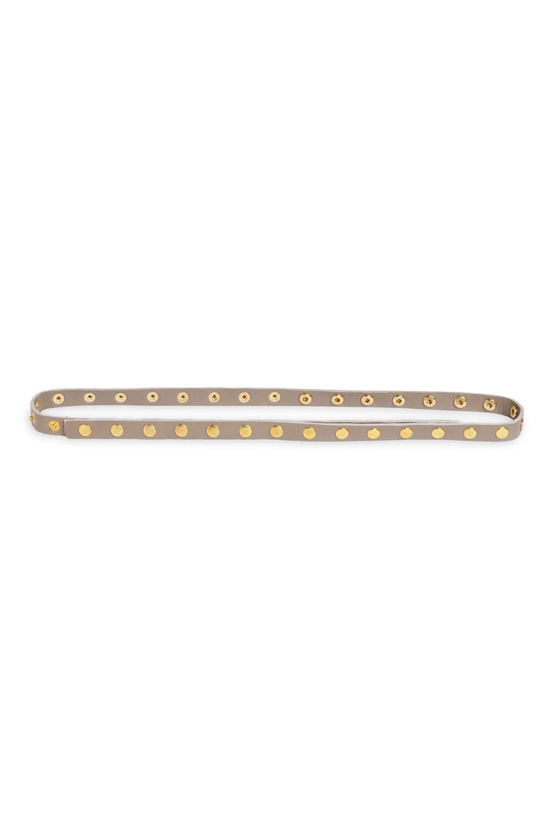 'Cala' Studded Skinny Leather Belt, Main, color, BISONTE