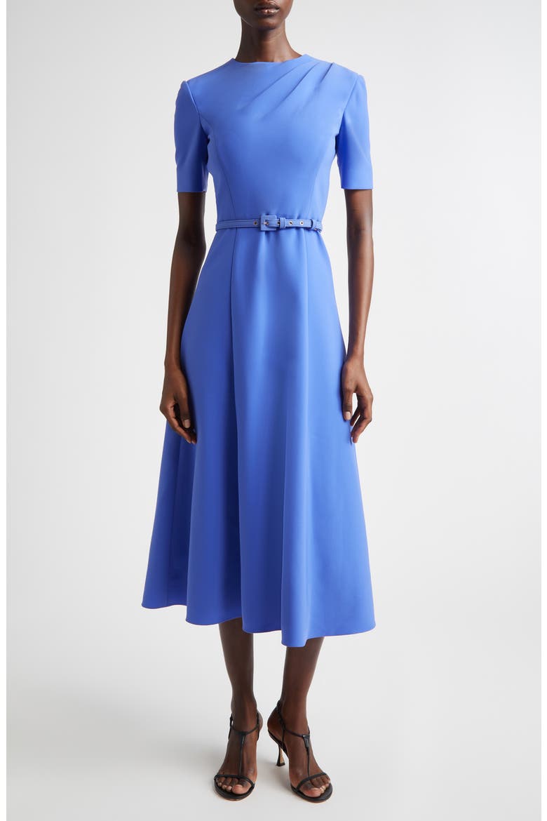 Belted Crepe Midi Dress, Main, color, BLUEBELL