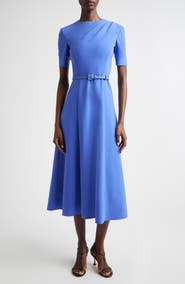 Carolina Herrera Belted Crepe Midi Dress