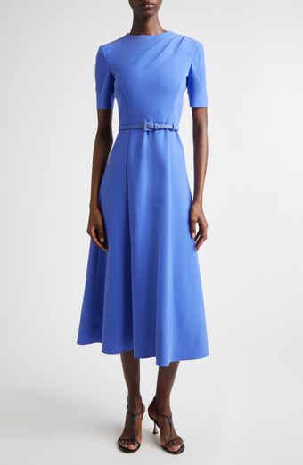 Belted Crepe Midi Dress