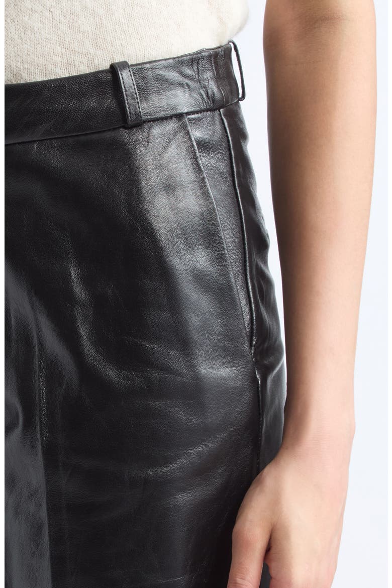Cami Straight Leg Lambskin Leather Pants, Alternate, color, BLACK