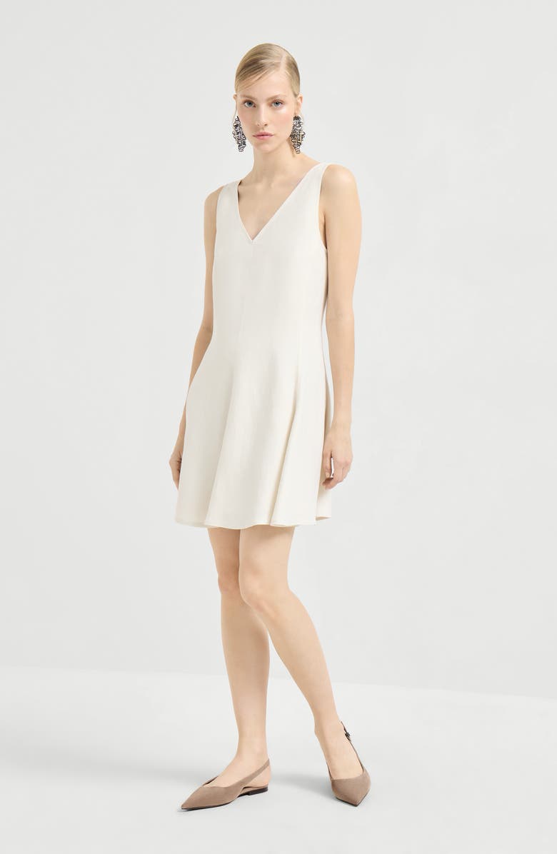 Brunello Cucinelli Fluid twill mini dress, Alternate, color, Ivory