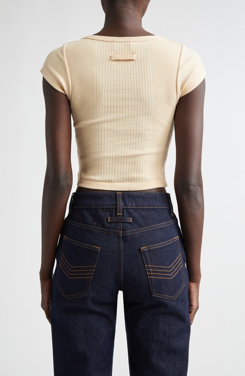 Jean Paul Gaultier Needle Patch Rib Baby Tee, Alternate, color, Nude