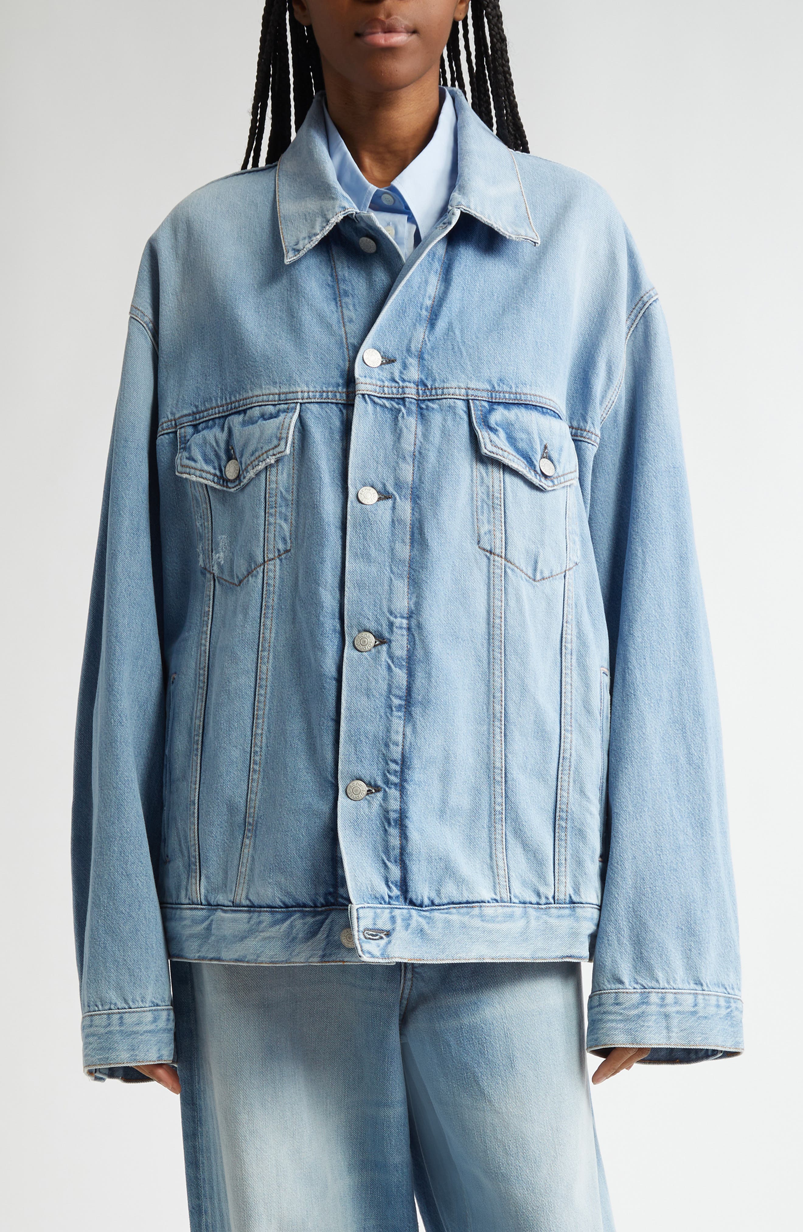 Distressed Relaxed Fit Denim Jacket