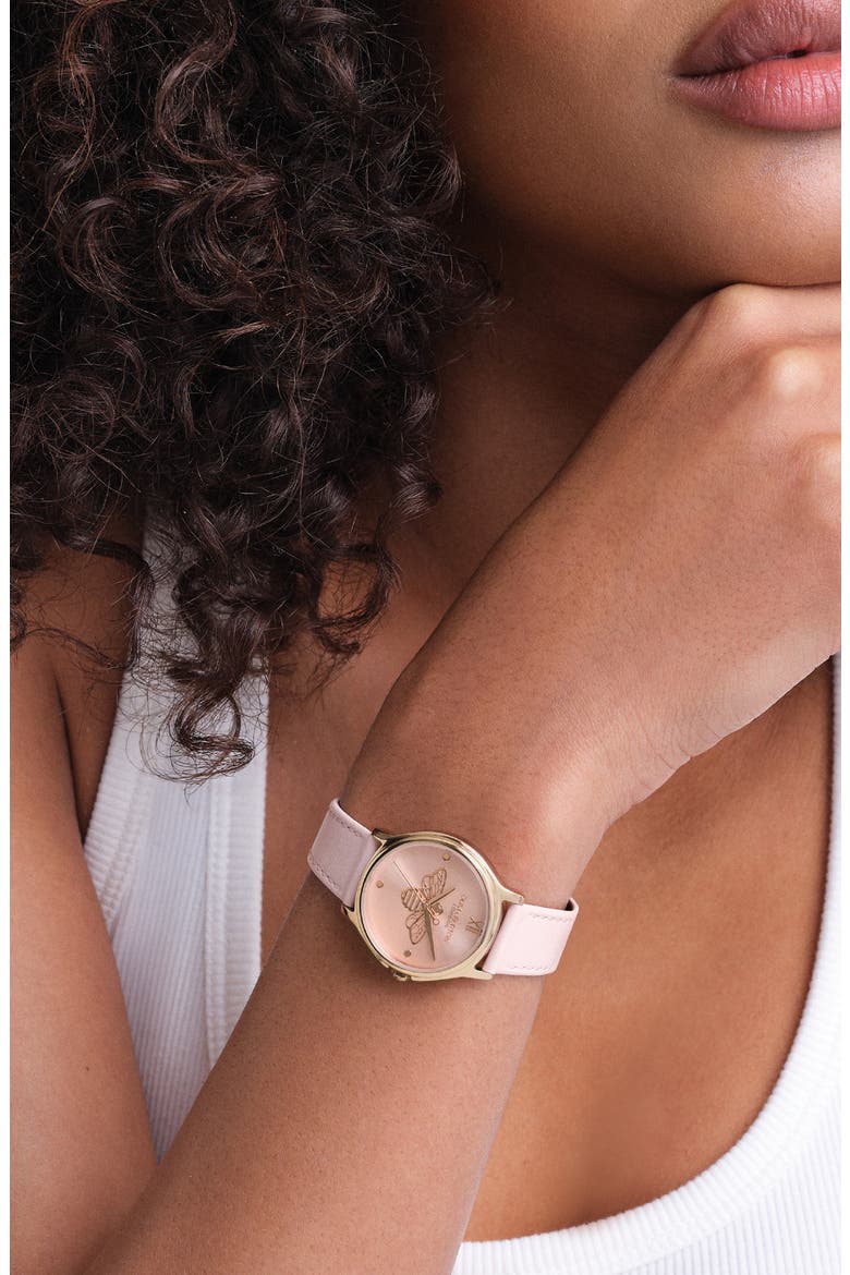 Classic Bee Leather Strap Watch, 30mm, Alternate, color, BLUSH